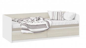 Кровать «Сканди» с 2 ящиками Дуб Гарден/Белый/Глиняный серый в Диксоне - dikson.mebel54.com | фото