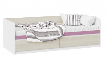 Кровать «Сканди» с 2 ящиками Дуб Гарден/Белый/Лиловый в Диксоне - dikson.mebel54.com | фото