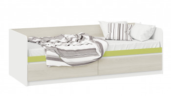 Кровать «Сканди» с 2 ящиками Дуб Гарден/Белый/Зеленый в Диксоне - dikson.mebel54.com | фото