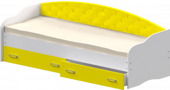 Кровать Софа-7 с мягкой спинкой (800х1900) Белый/Желтый в Диксоне - dikson.mebel54.com | фото