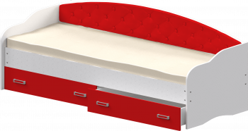 Кровать Софа-7 с мягкой спинкой (800х1900) Белый/Красный в Диксоне - dikson.mebel54.com | фото