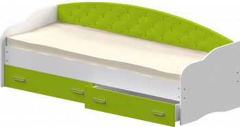 Кровать Софа-7 с мягкой спинкой (800х1900) Белый/Лайм в Диксоне - dikson.mebel54.com | фото