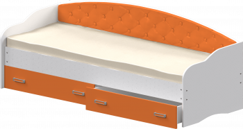 Кровать Софа-7 с мягкой спинкой (800х1900) Белый/Оранжевый в Диксоне - dikson.mebel54.com | фото