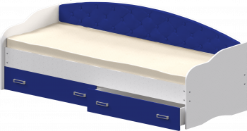 Кровать Софа-7 с мягкой спинкой (800х1900) Белый/Синий в Диксоне - dikson.mebel54.com | фото
