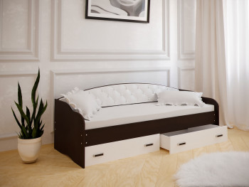Кровать Софа-7 с мягкой спинкой (800х1900) Венге/ Белый в Диксоне - dikson.mebel54.com | фото