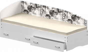 Кровать Софа-9 с мягкой спинкой с рисунком Милана (900х1900) Белый в Диксоне - dikson.mebel54.com | фото