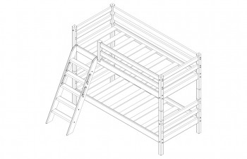Кровать Соня вариант 12 низкая с наклонной лестницей Белый полупрозрачный в Диксоне - dikson.mebel54.com | фото