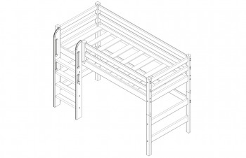 Кровать Соня вариант 5 полувысокая с прямой лестницей белый полупрозрачный в Диксоне - dikson.mebel54.com | фото