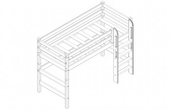 Кровать Соня вариант 5 полувысокая с прямой лестницей лаванда в Диксоне - dikson.mebel54.com | фото