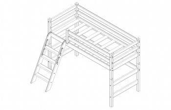 Кровать Соня вариант 6 полувысокая с наклонной лестницей Белый полупрозрачный в Диксоне - dikson.mebel54.com | фото