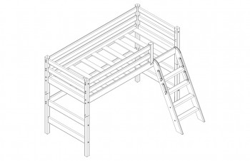 Кровать Соня вариант 6 полувысокая с наклонной лестницей Лаванда в Диксоне - dikson.mebel54.com | фото