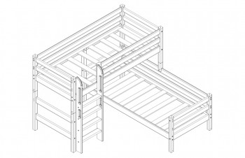 Кровать Соня вариант 7 угловая с прямой лестницей Лаванда в Диксоне - dikson.mebel54.com | фото
