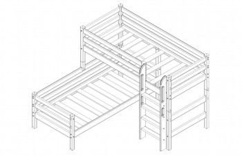 Кровать Соня вариант 7 угловая с прямой лестницей Лаванда в Диксоне - dikson.mebel54.com | фото