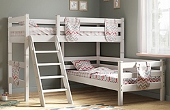 Кровать Соня вариант 8 угловая с наклонной лестницей Белый полупрозрачный в Диксоне - dikson.mebel54.com | фото