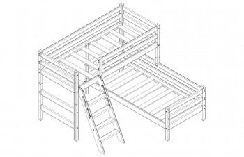 Кровать Соня вариант 8 угловая с наклонной лестницей Лаванда в Диксоне - dikson.mebel54.com | фото