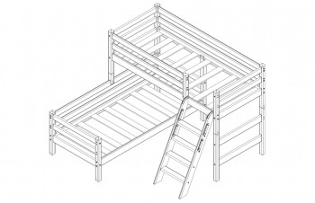 Кровать Соня вариант 8 угловая с наклонной лестницей Лаванда в Диксоне - dikson.mebel54.com | фото