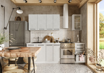 Кухонный гарнитур Нувель 1800мм белый/бетон белый в Диксоне - dikson.mebel54.com | фото