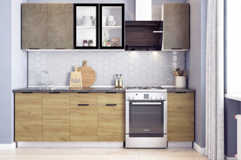 Кухонный гарнитур Стоун 2.0 (белый/камень темно-серый/акация светлая) в Диксоне - dikson.mebel54.com | фото