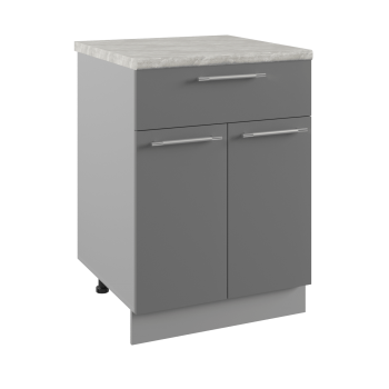 Квадро С1ЯШ 600 шкаф нижний с ящиком (Персик софт/корпус Серый) в Диксоне - dikson.mebel54.com | фото
