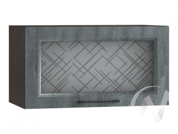 Либерти Шкаф верхний горизонтальный со стеклом ШВГС 609 (Холст грей/корпус венге) в Диксоне - dikson.mebel54.com | фото