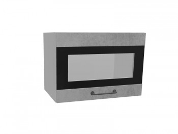 Лофт ПГСФ 500 шкаф верхний горизонтальный со стеклом и фотопечатью (Бетон светлый/корпус Серый) в Диксоне - dikson.mebel54.com | фото