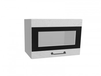 Лофт ПГСФ 500 шкаф верхний горизонтальный со стеклом и фотопечатью (Штукатурка белая/корпус Серый) в Диксоне - dikson.mebel54.com | фото