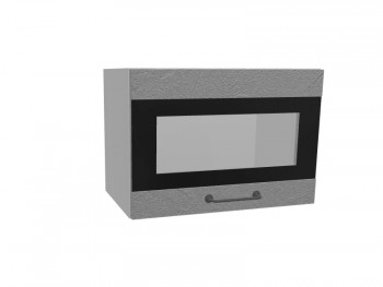 Лофт ПГСФ 500 шкаф верхний горизонтальный со стеклом и фотопечатью (Штукатурка серая/корпус Серый) в Диксоне - dikson.mebel54.com | фото