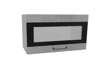Лофт ПГСФ 600 шкаф верхний горизонтальный со стеклом и фотопечатью (Бетон светлый/корпус Серый) в Диксоне - dikson.mebel54.com | фото
