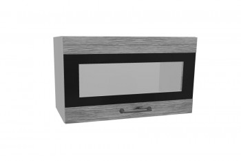 Лофт ПГСФ 600 шкаф верхний горизонтальный со стеклом и фотопечатью (Дуб майский/корпус Серый) в Диксоне - dikson.mebel54.com | фото