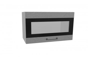 Лофт ПГСФ 600 шкаф верхний горизонтальный со стеклом и фотопечатью (Штукатурка серая/корпус Серый) в Диксоне - dikson.mebel54.com | фото