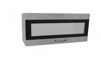 Лофт ПГСФ 800 шкаф верхний горизонтальный со стеклом и фотопечатью (Бетон светлый/корпус Серый) в Диксоне - dikson.mebel54.com | фото