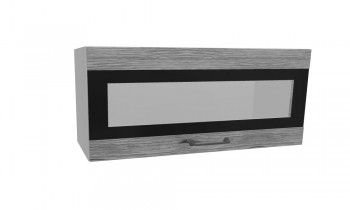 Лофт ПГСФ 800 шкаф верхний горизонтальный со стеклом и фотопечатью (Дуб майский/корпус Серый) в Диксоне - dikson.mebel54.com | фото