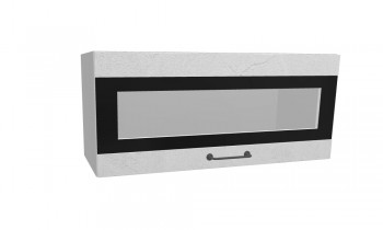 Лофт ПГСФ 800 шкаф верхний горизонтальный со стеклом и фотопечатью (Штукатурка белая/корпус Серый) в Диксоне - dikson.mebel54.com | фото