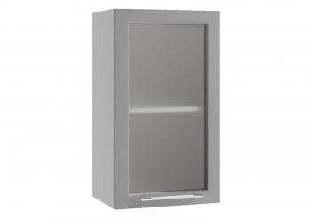 Лофт ПС 400 шкаф верхний со стеклом (Штукатурка белая/корпус Серый) в Диксоне - dikson.mebel54.com | фото