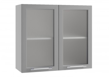 Лофт ПС 800 шкаф верхний со стеклом (Штукатурка белая/корпус Серый) в Диксоне - dikson.mebel54.com | фото