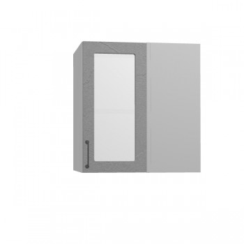 Лофт ПУС 650 шкаф верхний угловой со стеклом (Штукатурка серая/корпус Серый) в Диксоне - dikson.mebel54.com | фото