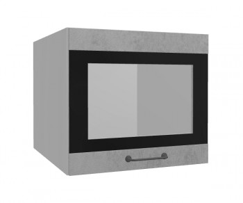 Лофт ВПГСФ 500 шкаф верхний горизонтальный со стеклом высокий с фотопечатью (Бетон светлый/корпус Серый) в Диксоне - dikson.mebel54.com | фото