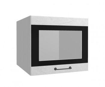 Лофт ВПГСФ 500 шкаф верхний горизонтальный со стеклом высокий с фотопечатью (Штукатурка белая/корпус Серый) в Диксоне - dikson.mebel54.com | фото