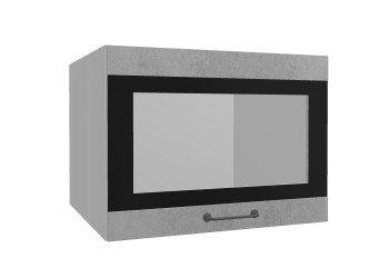 Лофт ВПГСФ 600 шкаф верхний горизонтальный со стеклом высокий с фотопечатью (Бетон светлый/корпус Серый) в Диксоне - dikson.mebel54.com | фото