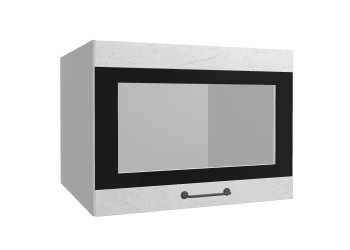 Лофт ВПГСФ 600 шкаф верхний горизонтальный со стеклом высокий с фотопечатью (Штукатурка белая/корпус Серый) в Диксоне - dikson.mebel54.com | фото
