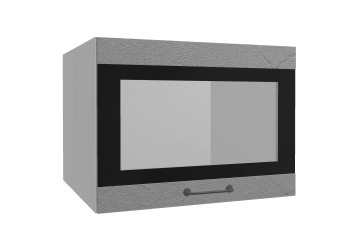 Лофт ВПГСФ 600 шкаф верхний горизонтальный со стеклом высокий с фотопечатью (Штукатурка серая/корпус Серый) в Диксоне - dikson.mebel54.com | фото