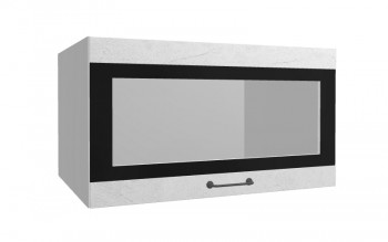 Лофт ВПГСФ 800 шкаф верхний горизонтальный со стеклом высокий с фотопечатью (Штукатурка белая/корпус Серый) в Диксоне - dikson.mebel54.com | фото