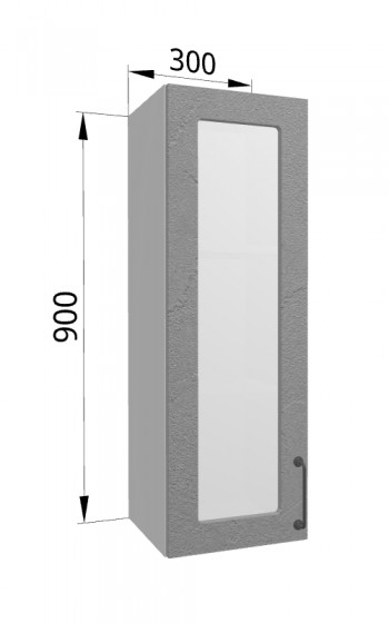 Лофт ВПС 300 шкаф верхний со стеклом высокий (Штукатурка серая/корпус Серый) в Диксоне - dikson.mebel54.com | фото