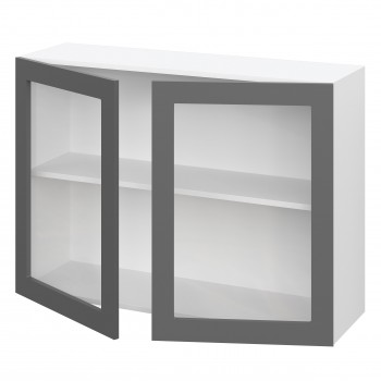 Лондон ШВС 1000 Шкаф верхний со стеклом (Дуб белый/корпус Белый) в Диксоне - dikson.mebel54.com | фото