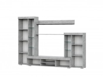 Мебель для гостиной МГС 5 Цемент светлый / Белый в Диксоне - dikson.mebel54.com | фото