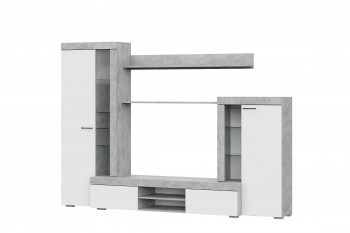 Мебель для гостиной МГС 5 Цемент светлый / Белый в Диксоне - dikson.mebel54.com | фото