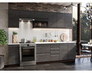 Модульная кухня Бруклин 2,8 м (Бетон черный/Венге) в Диксоне - dikson.mebel54.com | фото