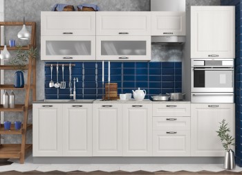 Модульная кухня Капри 2,7 м (Липа белый/Серый) в Диксоне - dikson.mebel54.com | фото