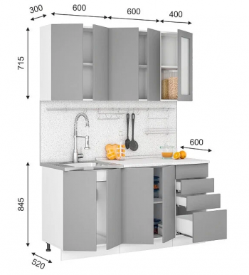 Модульная кухня Норд 1,6 м (Софт даймонд/Камень беж/Белый) в Диксоне - dikson.mebel54.com | фото