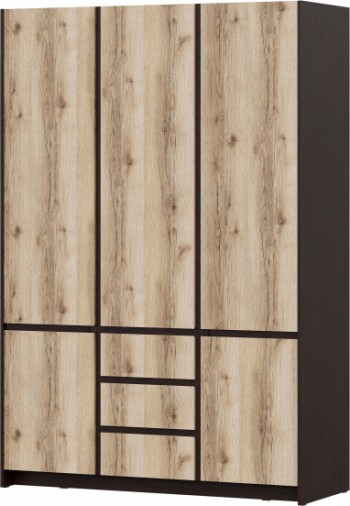 Модульная система "Прага" Шкаф для одежды трехстворчатый Дуб Венге/Дуб Делано в Диксоне - dikson.mebel54.com | фото